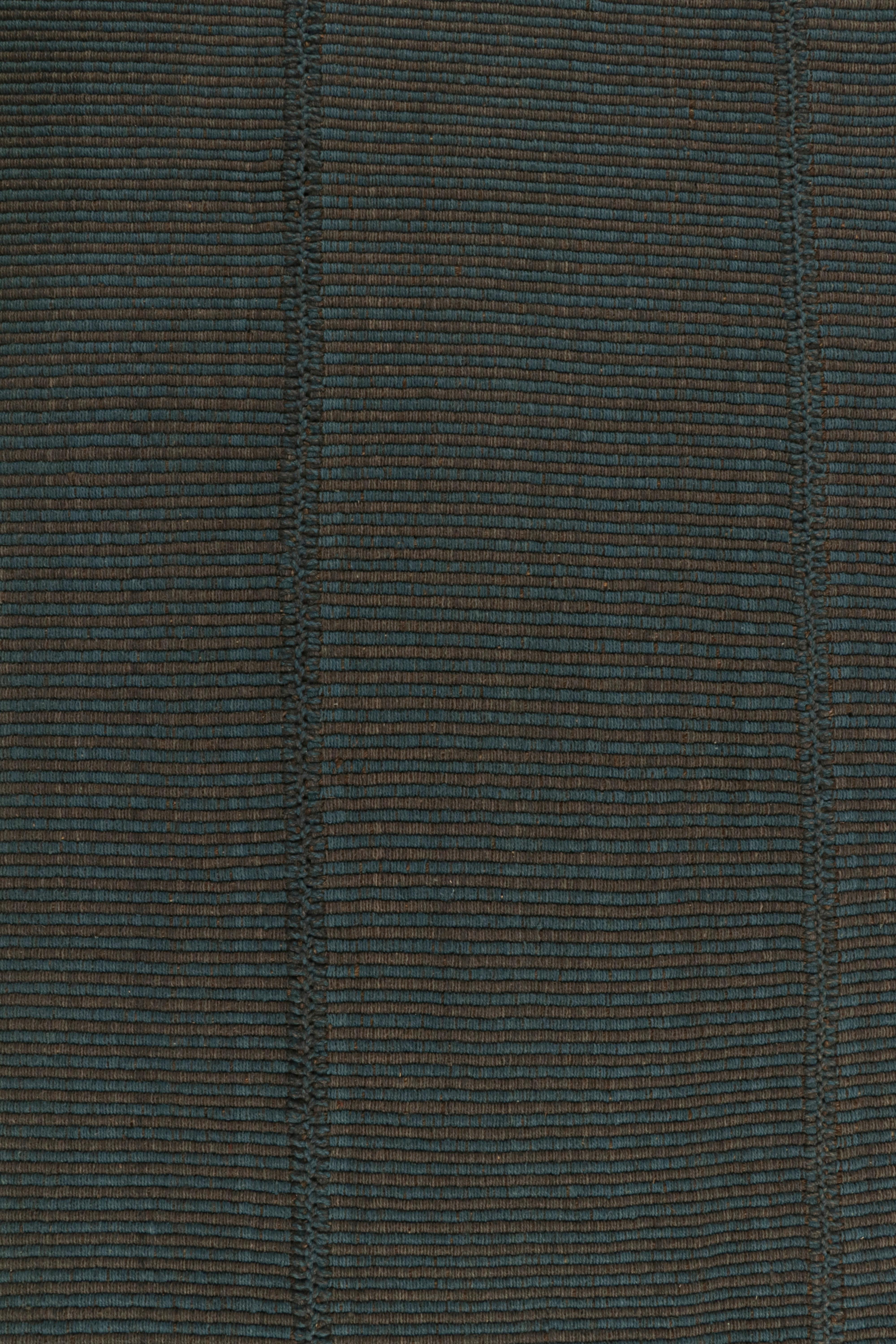 Rug & Kilim’s Contemporary Kilim in Black, with Blue Accents In New Condition For Sale In Long Island City, NY