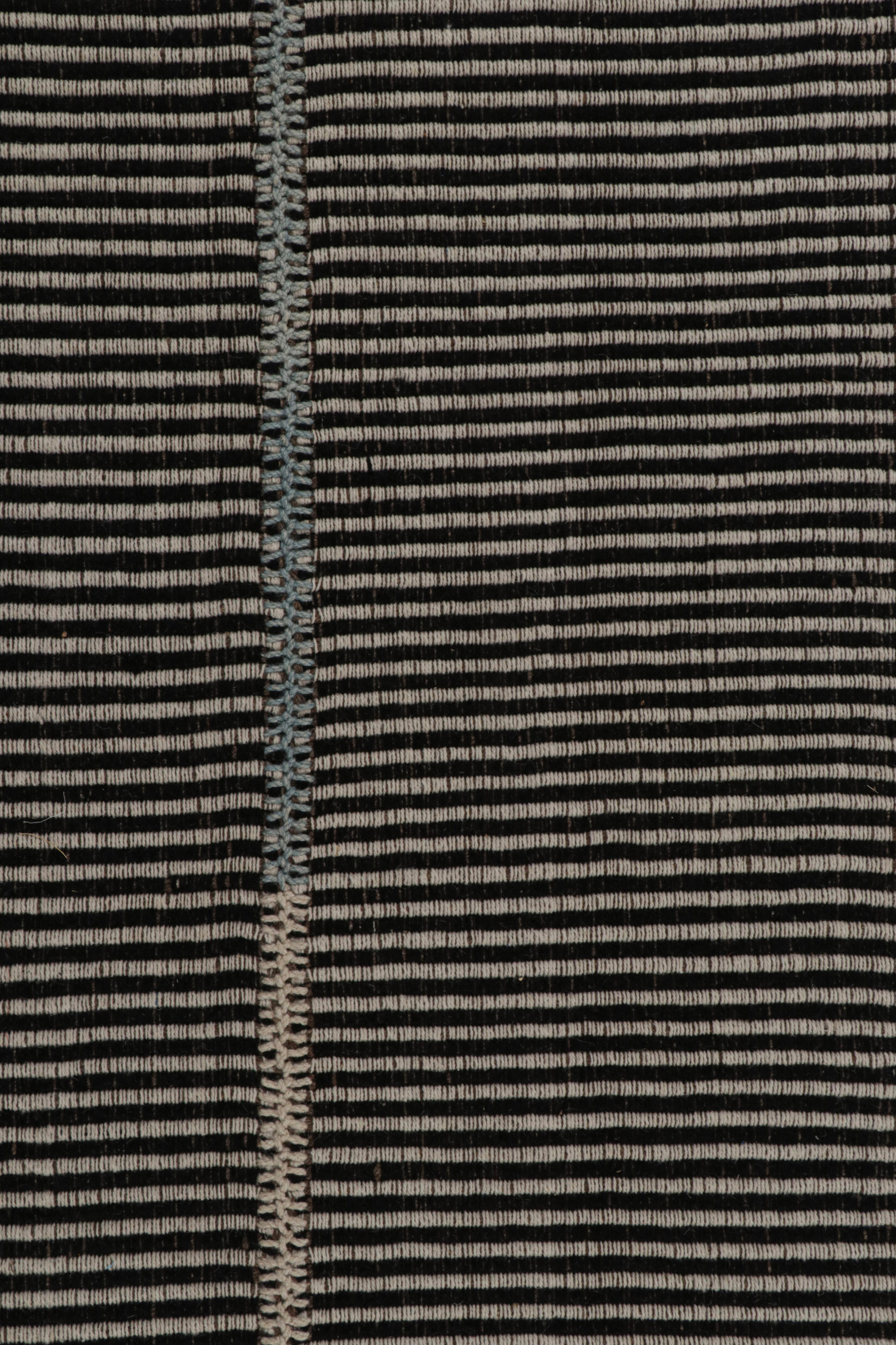 Rug & Kilim’s Contemporary Kilim in Black, with Brown and Green Accents In New Condition For Sale In Long Island City, NY