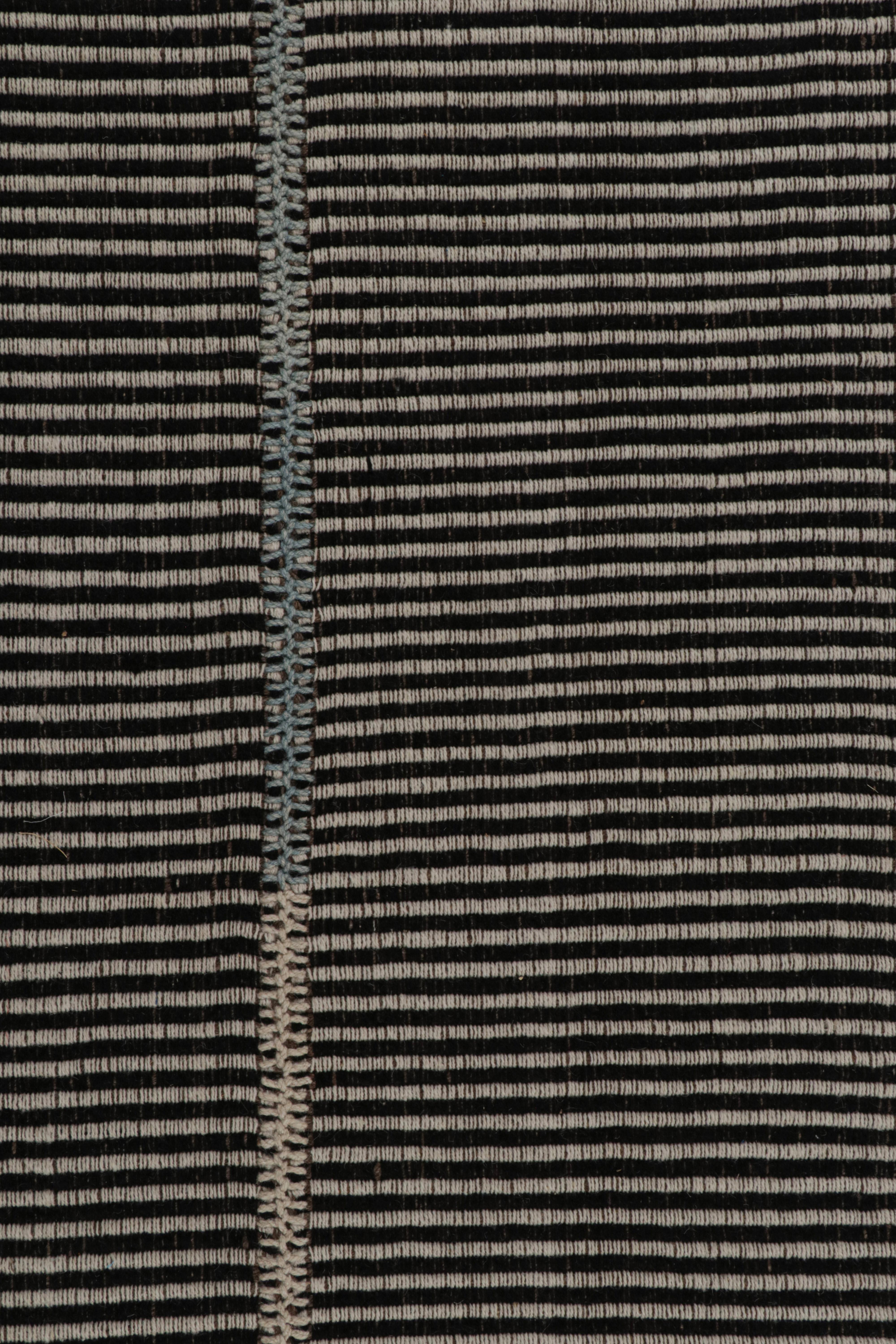 Rug & Kilim’s Contemporary Kilim in Black, with Brown and Green Accents In New Condition For Sale In Long Island City, NY