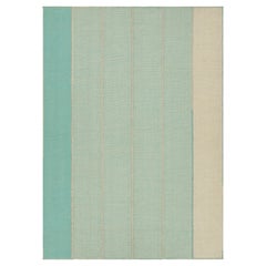 Rug & Kilim's Contemporary Kilim in Blau und Beige Geometrisch gestreift