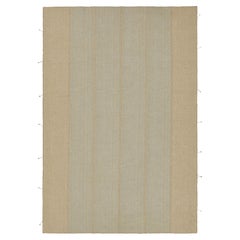 Rug & Kilim’s Contemporary Kilim in Blue and Beige Textural Stripes