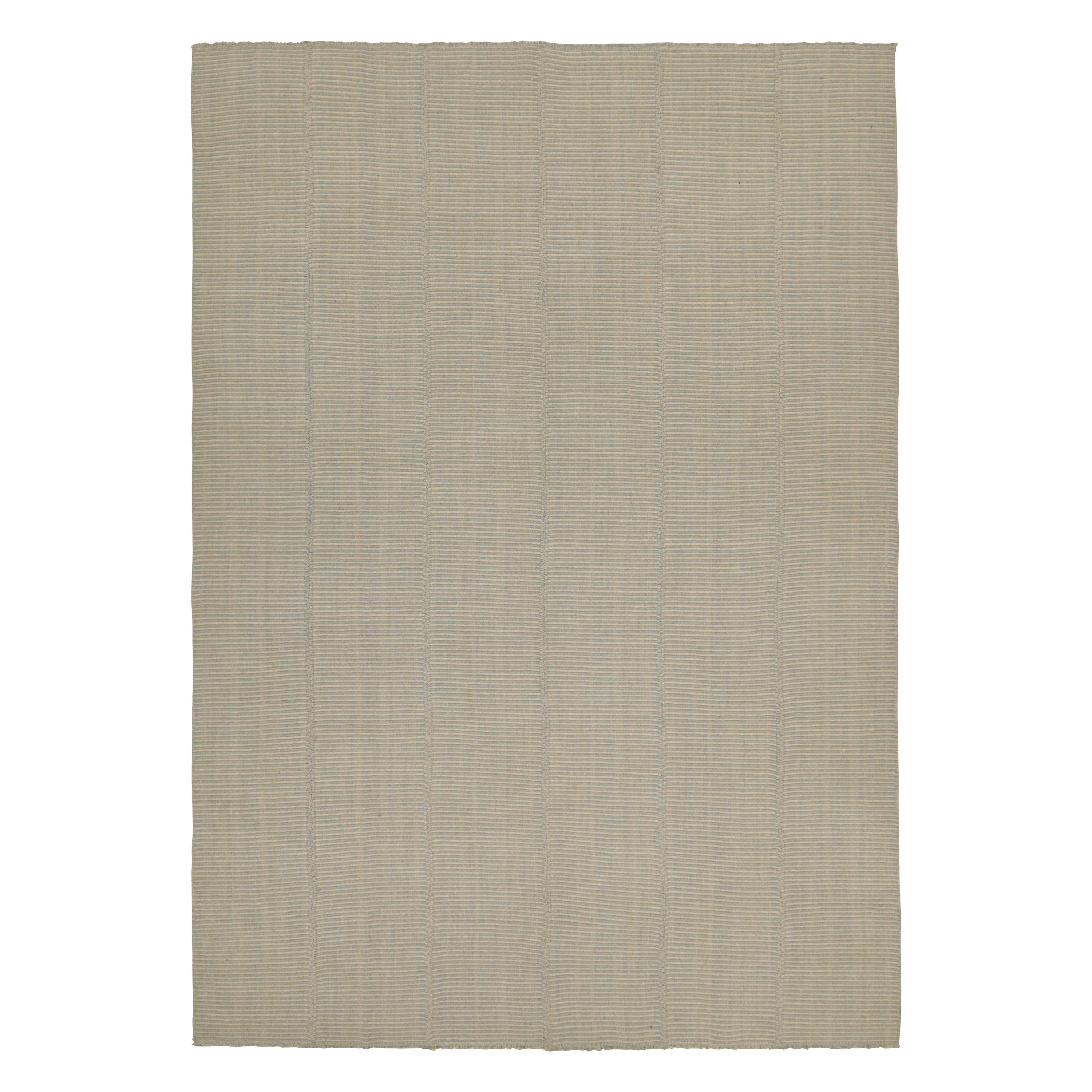 Rug
Kilim
s Contemporary Kilim in Blau und Creme gestreift