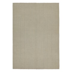 Rug & Kilim’s Contemporary Kilim in Blue and Cream Stripes