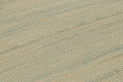 Rug & Kilim’s Contemporary Kilim in Blue and Cream White Textural Stripes