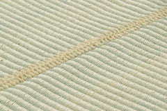 Rug & Kilim’s Contemporary Kilim in Blue and Ivory White Textural Stripes