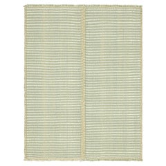 Rug & Kilim - Kilim contemporaneo a strisce blu e bianco avorio