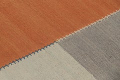 Rug & Kilim’s Contemporary Kilim in Blue, Orange and Gray Tones