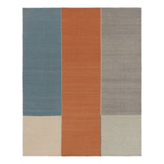 Rug & Kilim - Kilim contemporaneo nei toni del blu, dell'arancio e del grigio