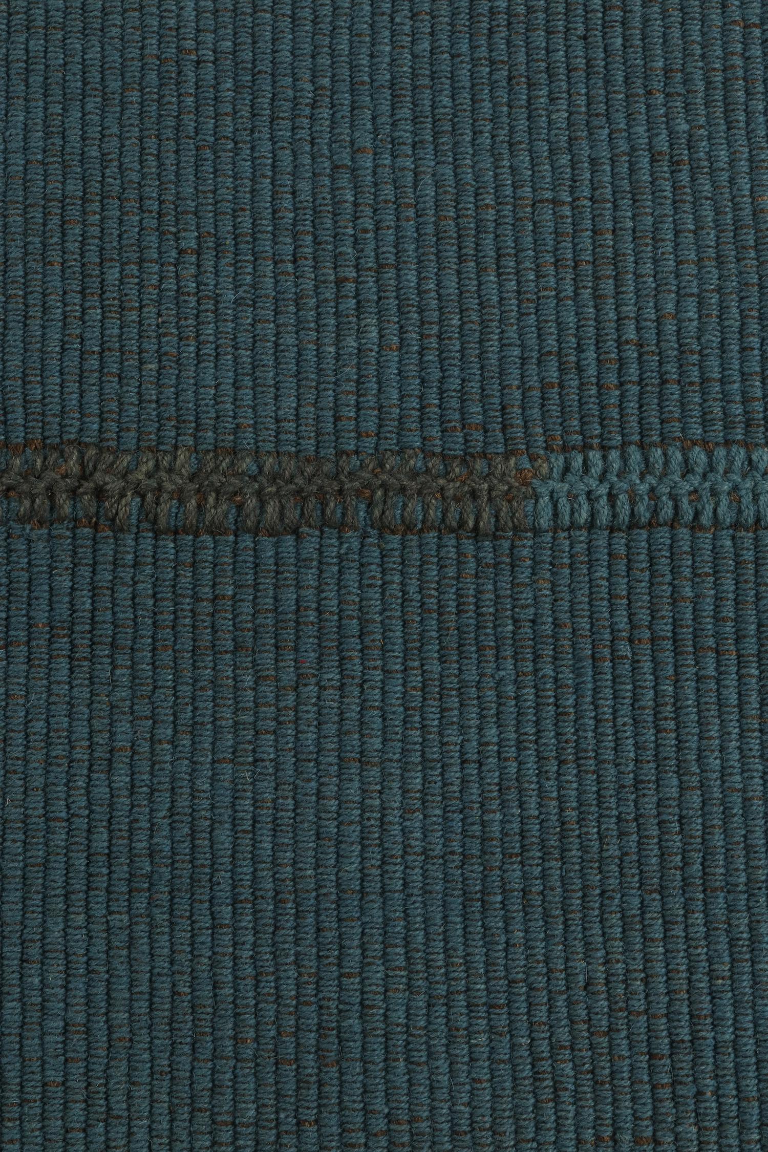 Wool Rug & Kilim’s Contemporary Kilim in Blue with Brown Accents For Sale
