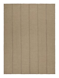 Rug & Kilim's Contemporary Kilim in Brown Accents, with Textural Stripes (Kilim contemporain aux accents Brown, avec des rayures texturées)