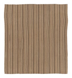 Rug & Kilim’s Contemporary Kilim in Brown and Black Textural Stripes