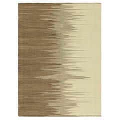Rug & Kilim’s Contemporary Kilim in Brown and Cream Stripes & Geometric Patterns