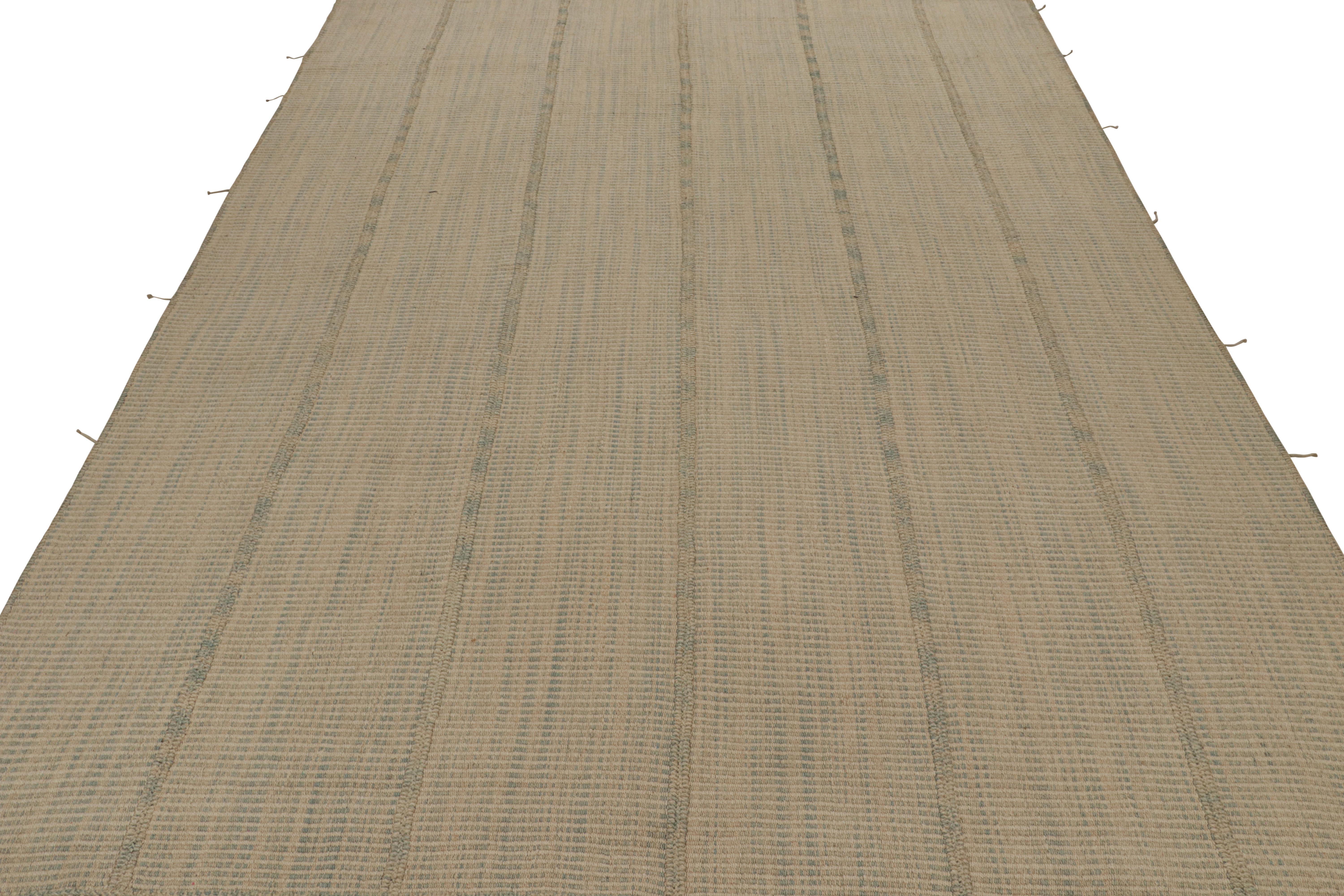 Modern Rug & Kilim’s Contemporary Kilim in Brown with Beige Accents For Sale