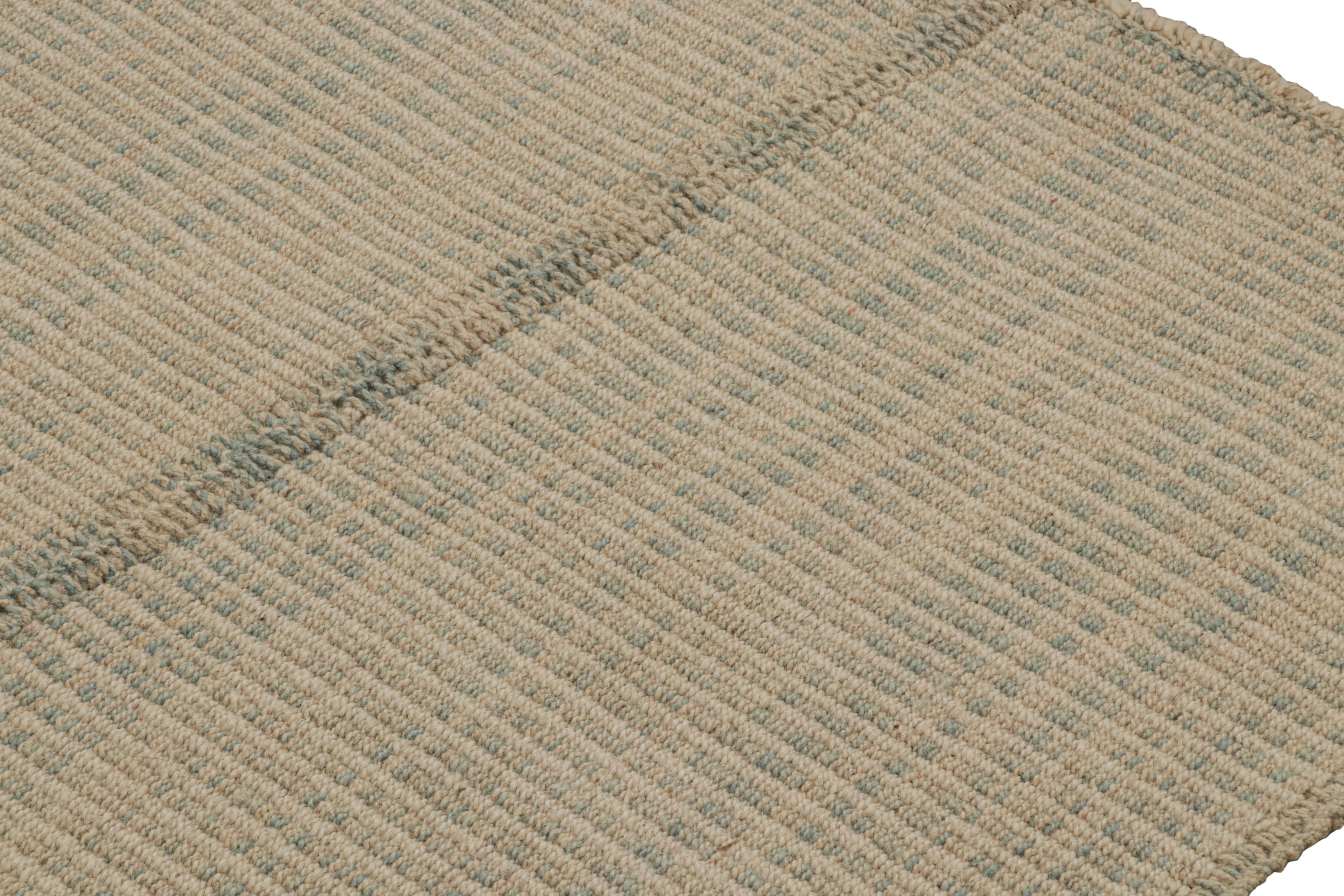Hand-Woven Rug & Kilim’s Contemporary Kilim in Brown with Beige Accents For Sale