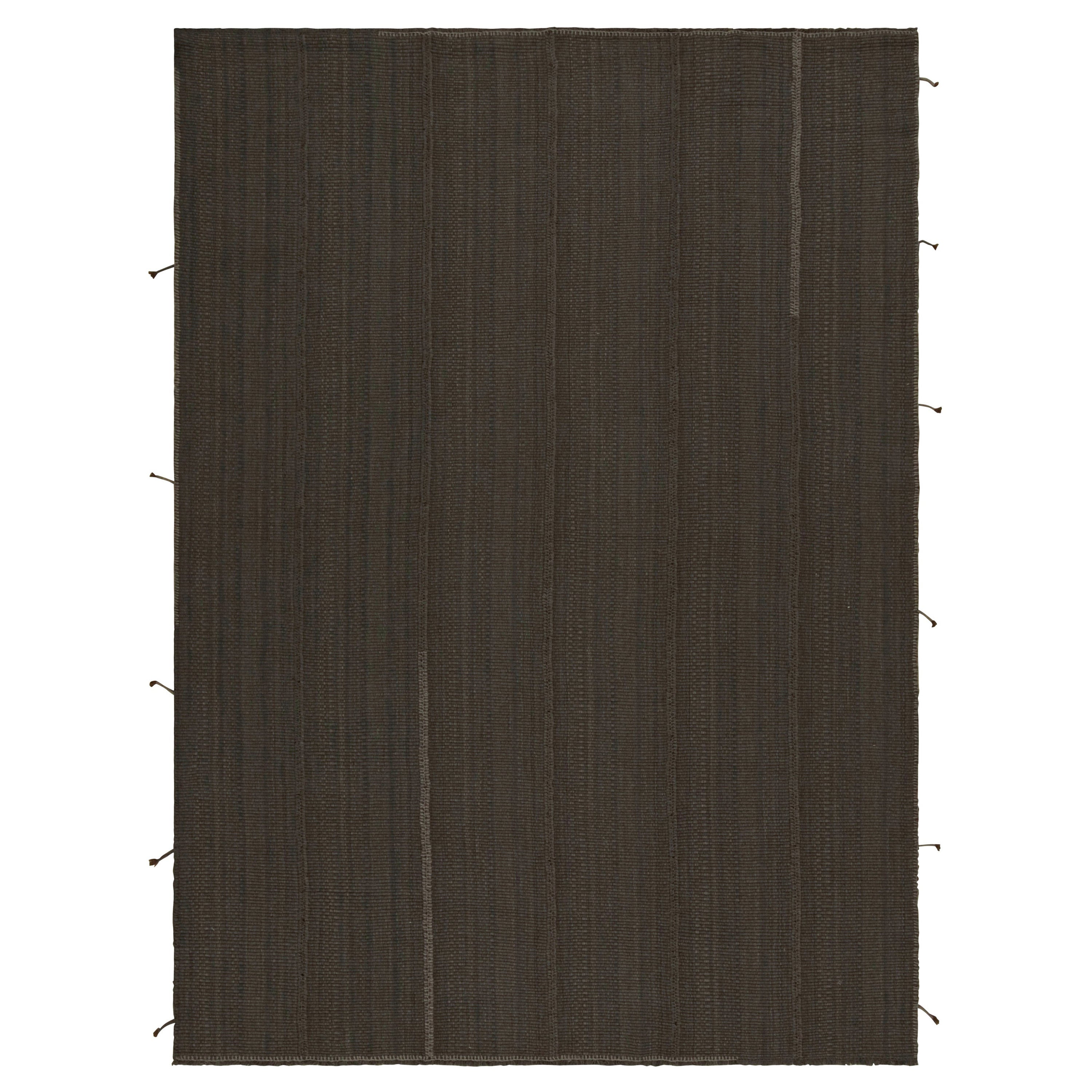 Rug & Kilim's Contemporary Kilim in Brown, mit beigefarbenen Akzenten