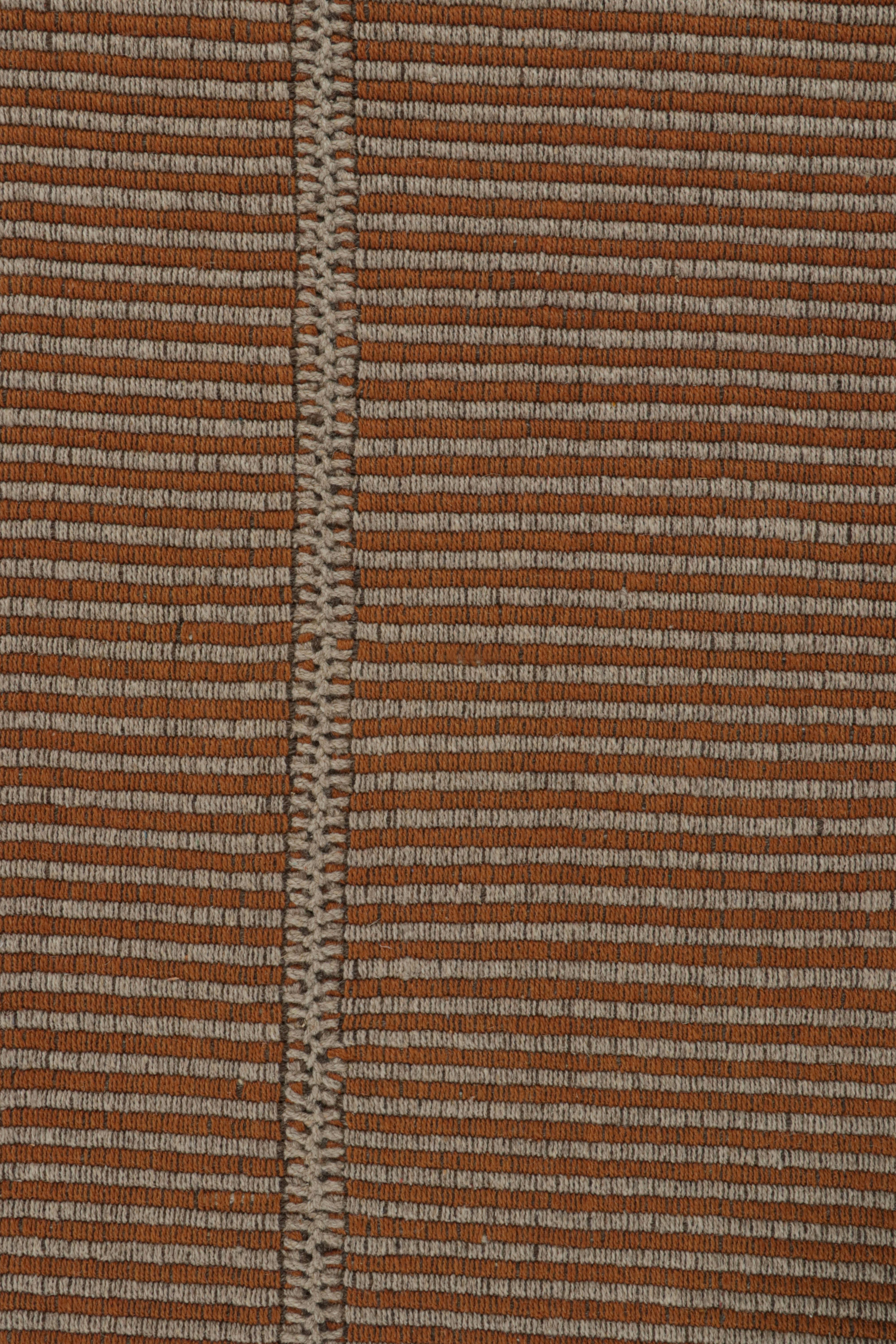 Rug & Kilim’s Contemporary Kilim with Rust Tone Orange and Beige Stripes In New Condition For Sale In Long Island City, NY