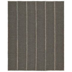 Rug & Kilim's Contemporary Kilim in Brown, with Beige and Blue Accents (Kilim contemporain en brun, avec des accents beiges et bleus)
