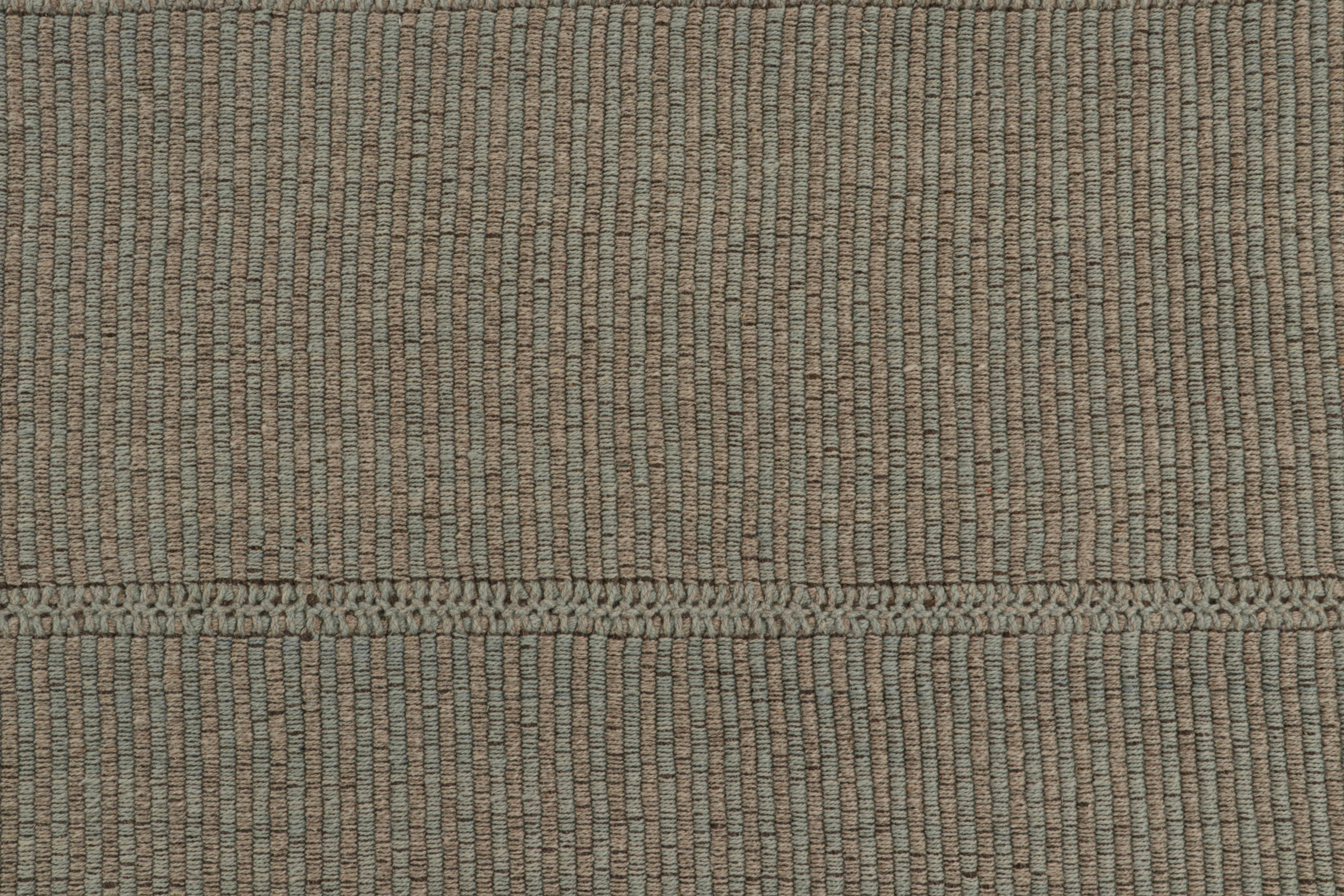 Rug & Kilim’s Contemporary Kilim in Brown, With Beige and Green Accents In New Condition For Sale In Long Island City, NY