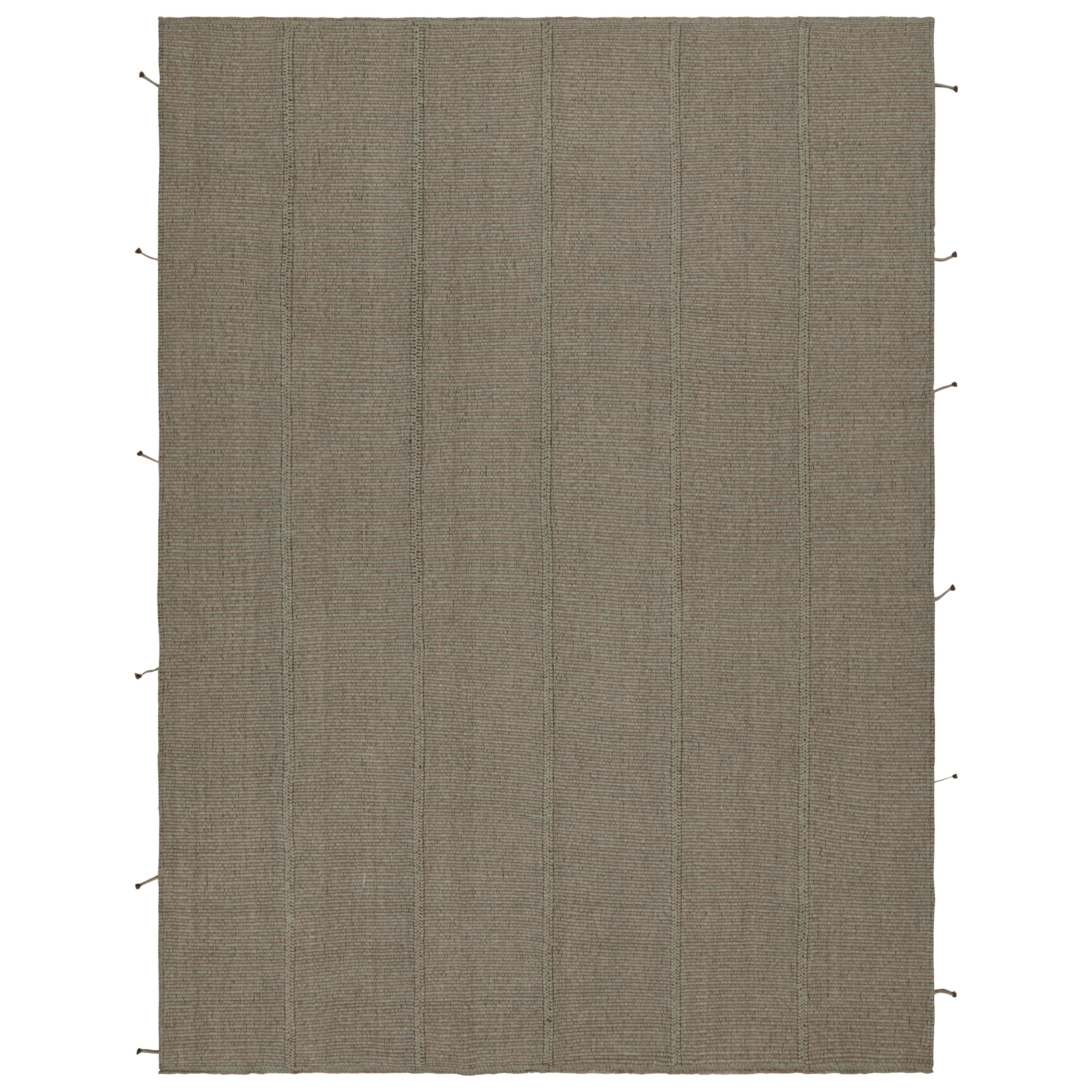 Rug & Kilim: Kilim contemporaneo in marrone con accenti beige e verdi