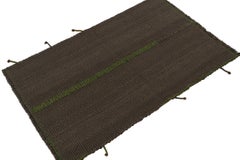 Rug & Kilim’s Contemporary Kilim in Brown with Green Accents