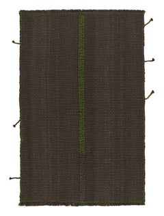Teppich &amp;amp; Kilims Zeitgenössischer Kelim in Braun mit grünen Akzenten
