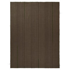 Rug & Kilim’s Contemporary Kilim in Brown with Green Accents, Muted Stripes