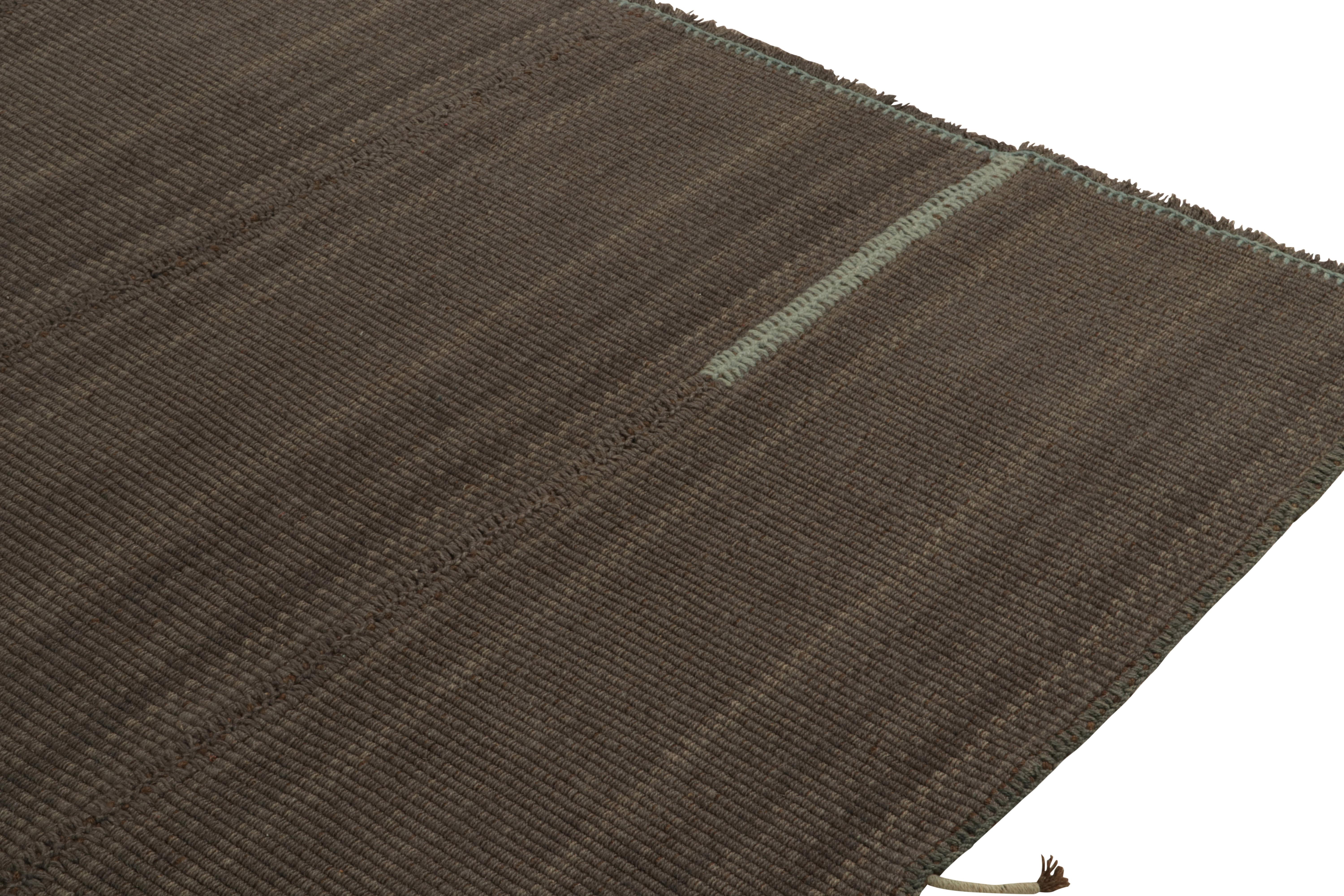 Rug & Kilim’s Contemporary Kilim in Brown with Muted Stripes In New Condition For Sale In Long Island City, NY