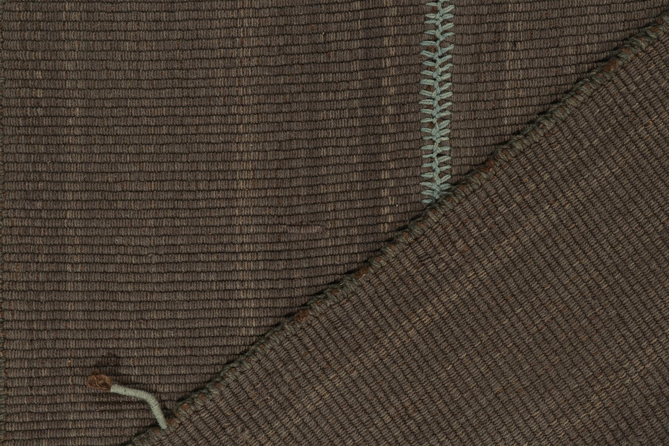 Rug & Kilim’s Contemporary Kilim in Brown with Muted Stripes For Sale 1