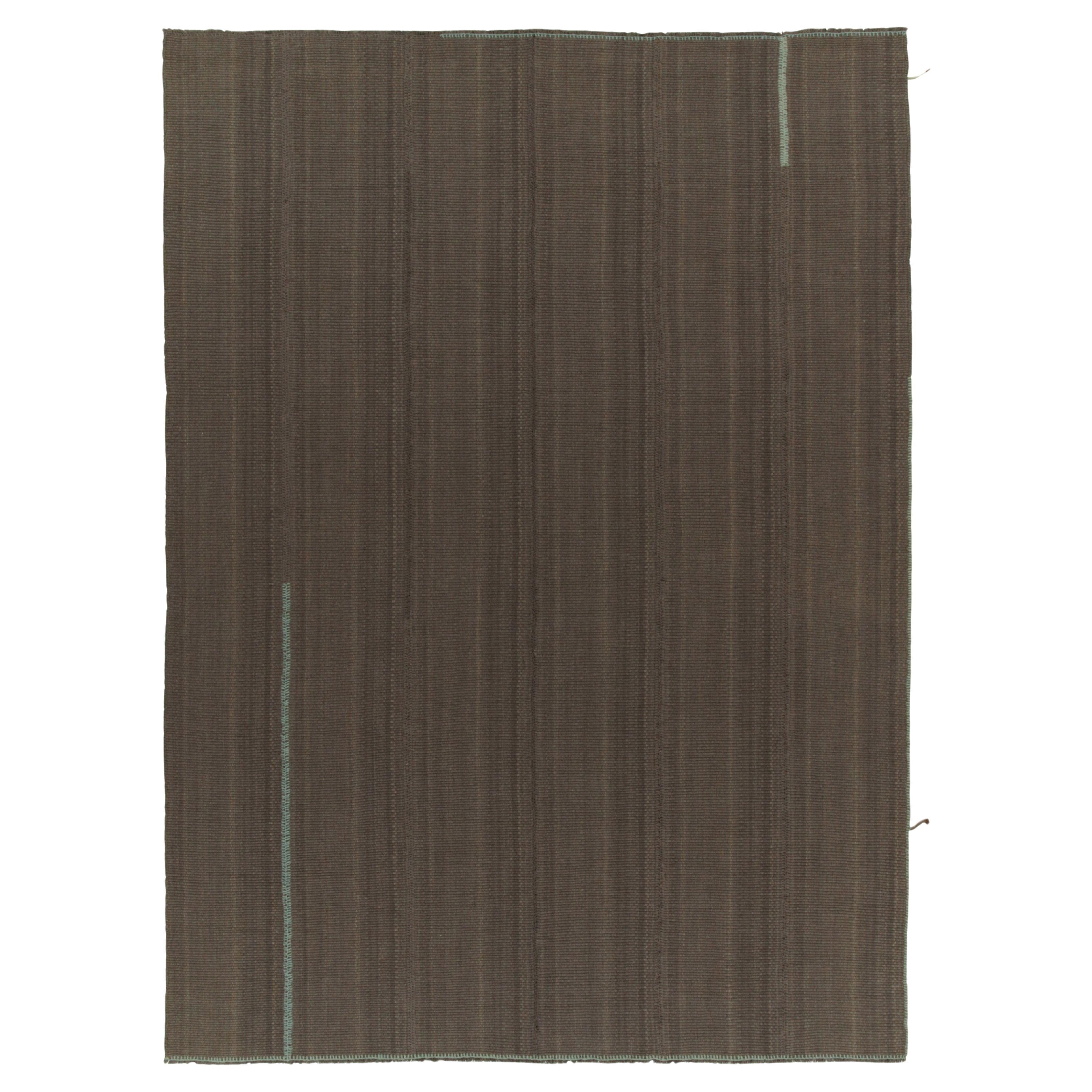 Rug & Kilim’s Contemporary Kilim in Brown with Muted Stripes