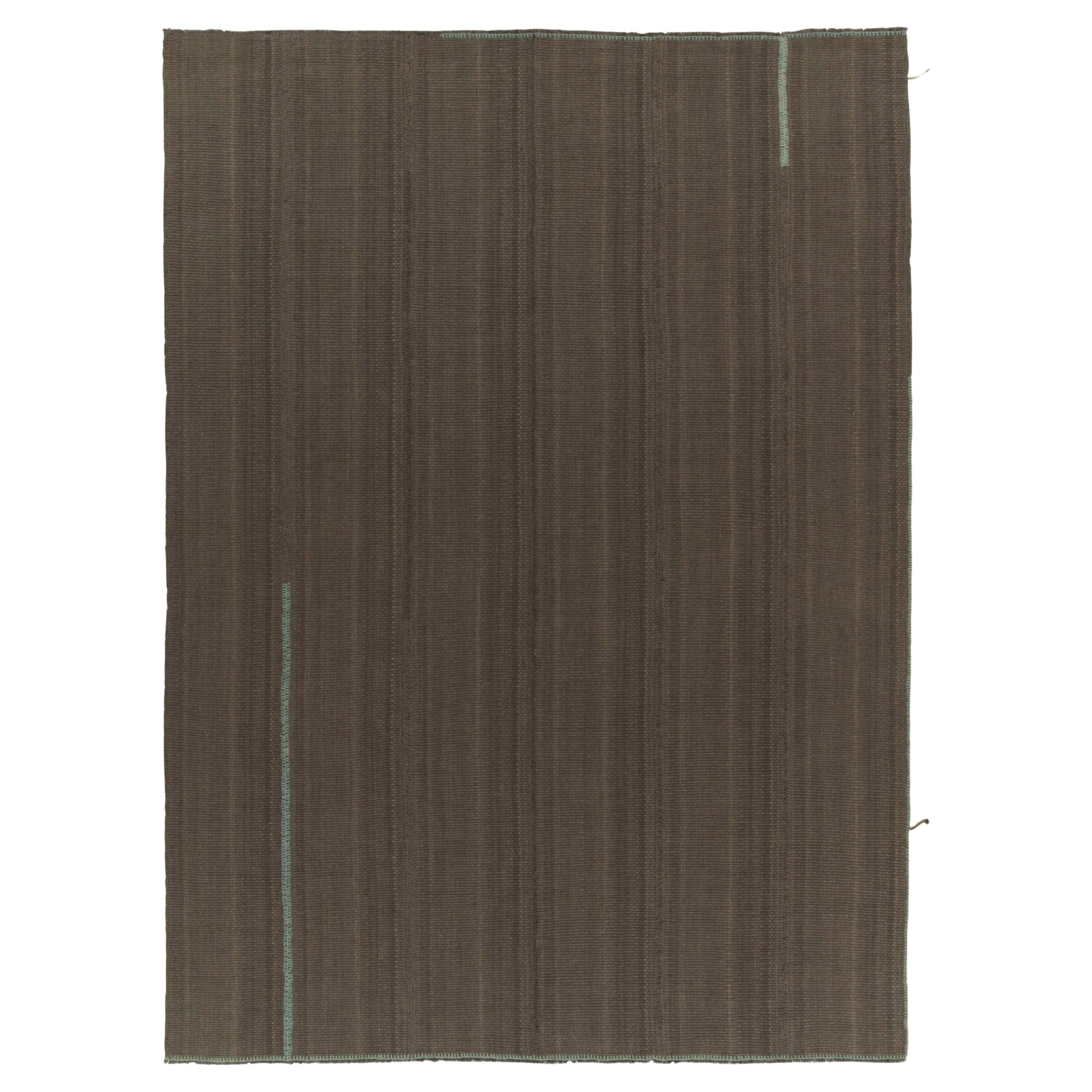 Kilim contemporáneo de Rug & Kilim en marrón con rayas apagadas