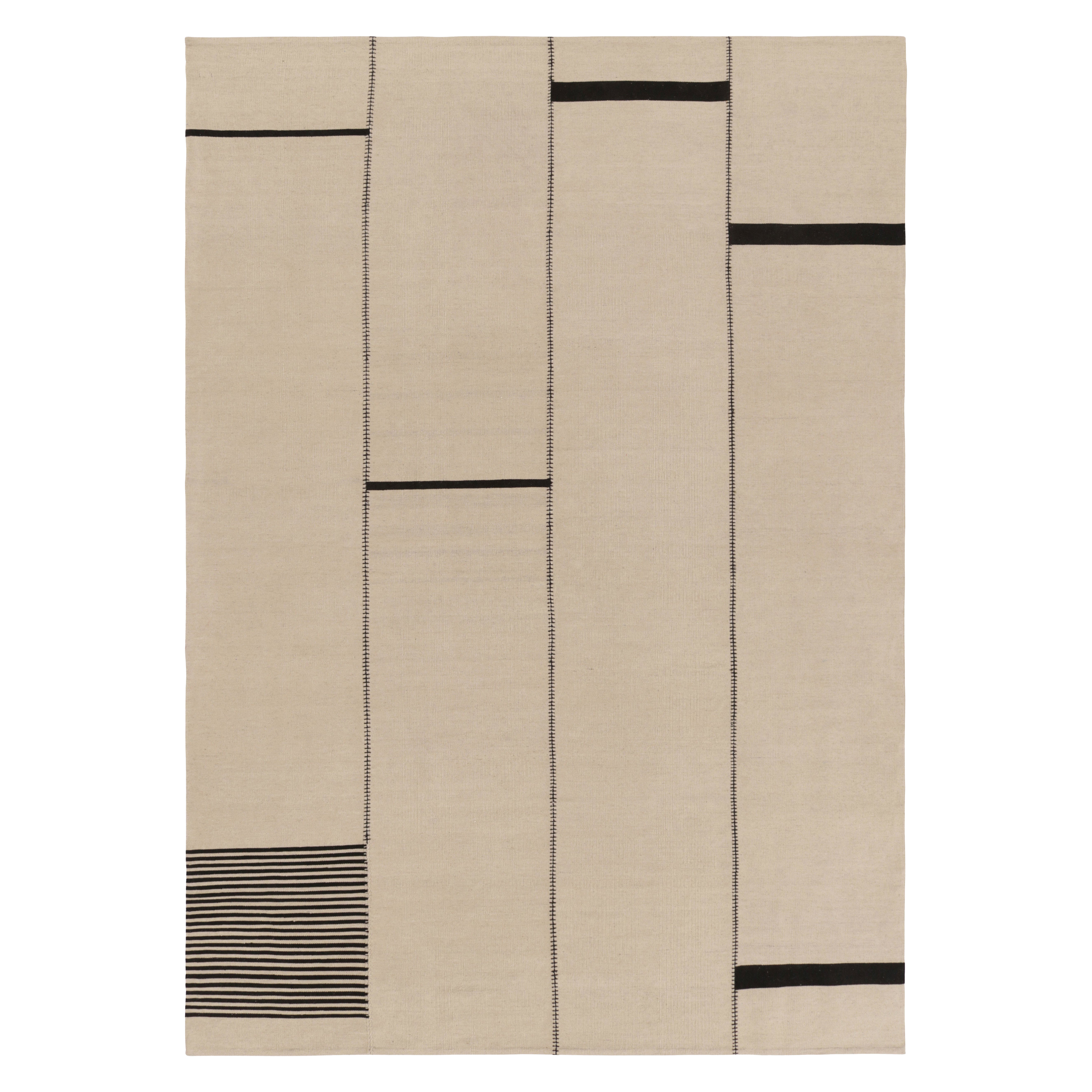 Rug
Kilim
s Contemporary Kilim in Creme- und Schwarztönen