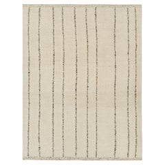 Rug & Kilim’s Contemporary Kilim in Cream and White with Stripes