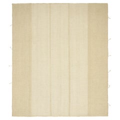 Rug & Kilim's Contemporary Kilim in Cream White and Beige Textural Stripes (Kilim contemporain à rayures texturées crème, blanches et beiges)