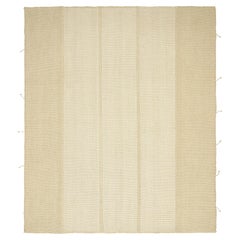 Rug & Kilim’s Contemporary Kilim in Cream White and Beige Textural Stripes