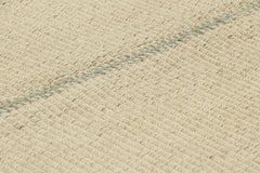 Rug & Kilim’s Contemporary Kilim in Cream White and Blue Textural Stripes