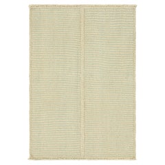 Rug & Kilim’s Contemporary Kilim in Cream White and Blue Textural Stripes