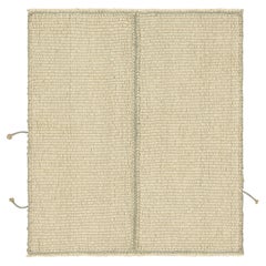 Rug & Kilim’s Contemporary Kilim in Cream White and Blue Textural Stripes
