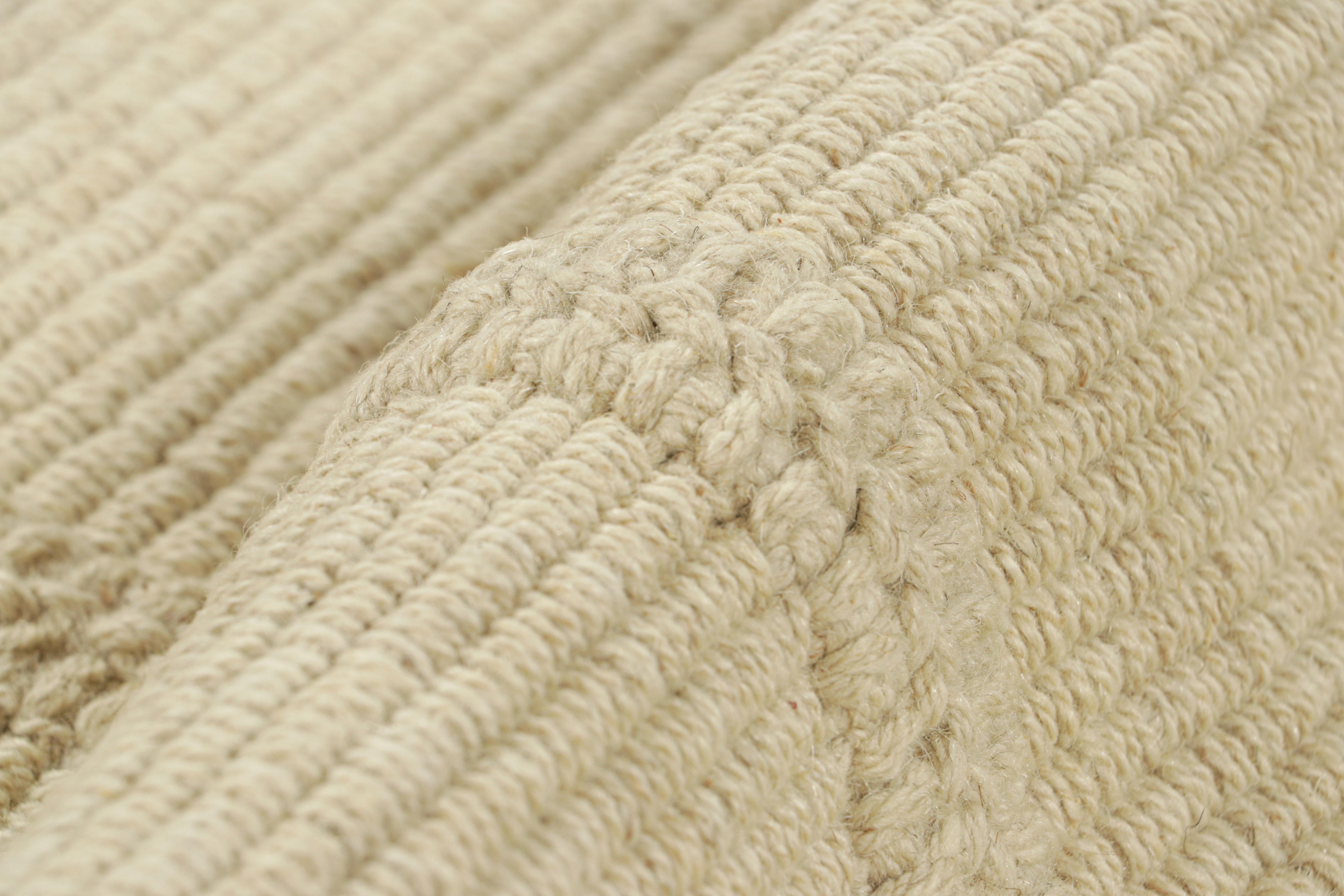Wool Rug & Kilim’s Contemporary Kilim in Cream White Textural Stripes For Sale