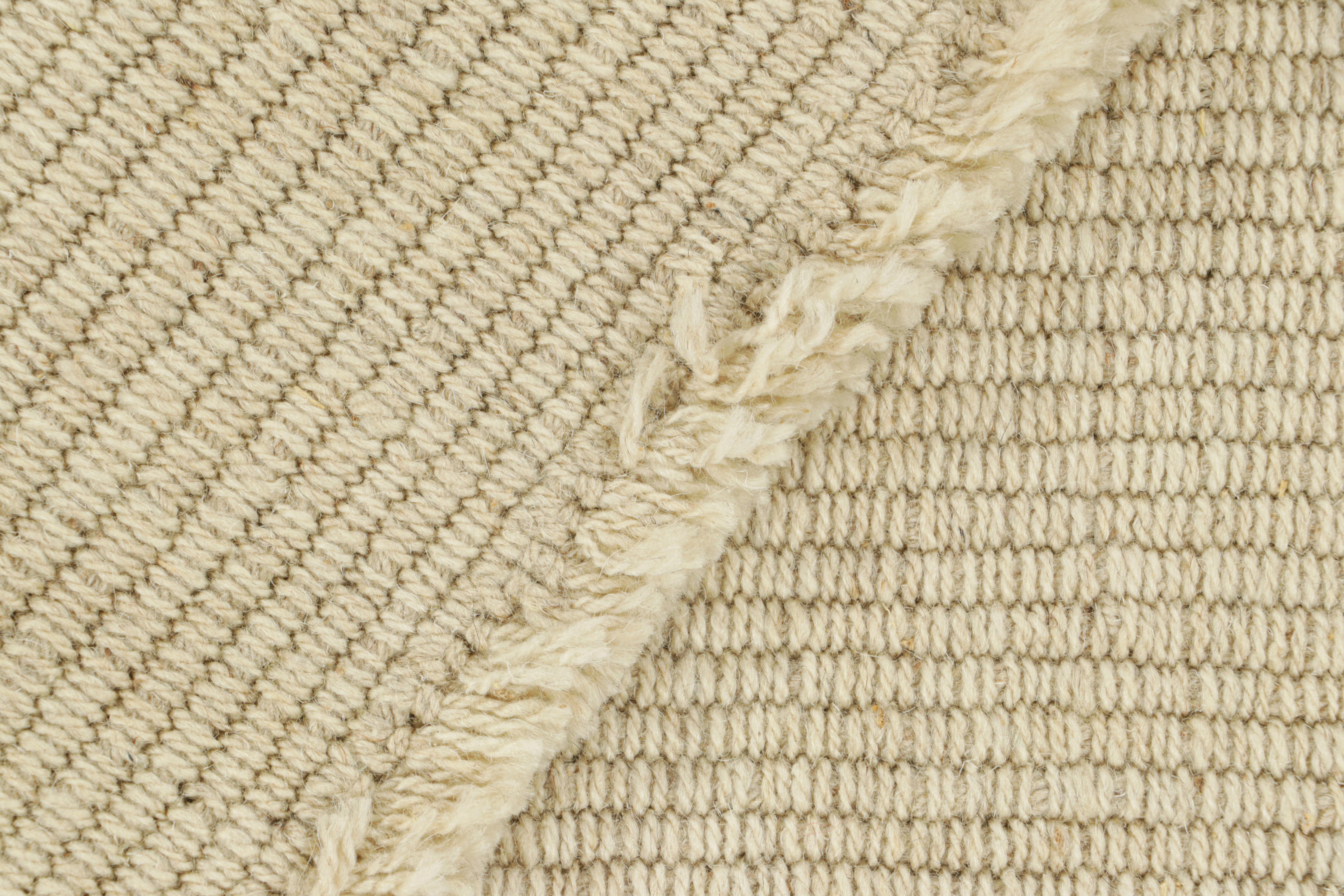 Rug & Kilim’s Contemporary Kilim in Cream White Textural Stripes For Sale 1
