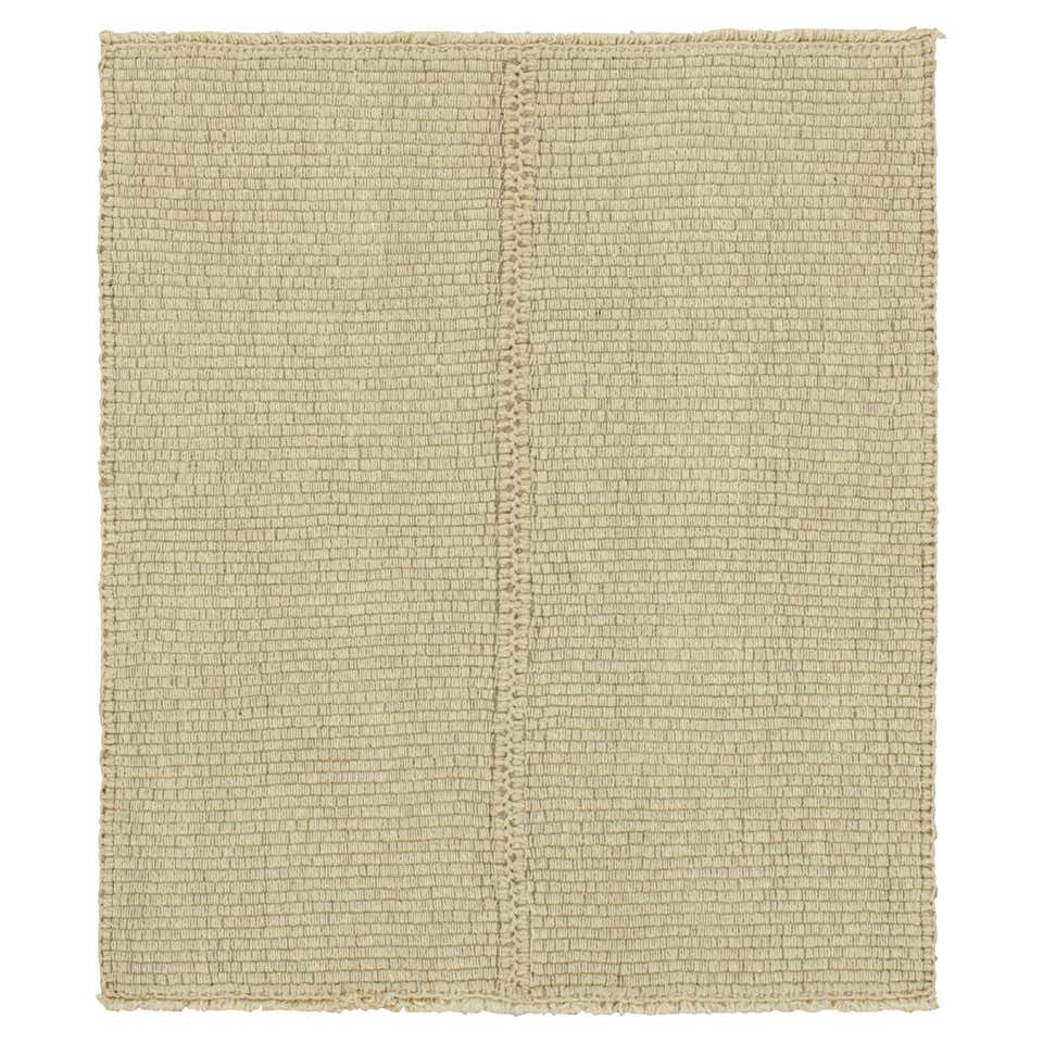 Rug and Kilim’s Modern Textural Rug in Cream White Tones with Ribbed ...