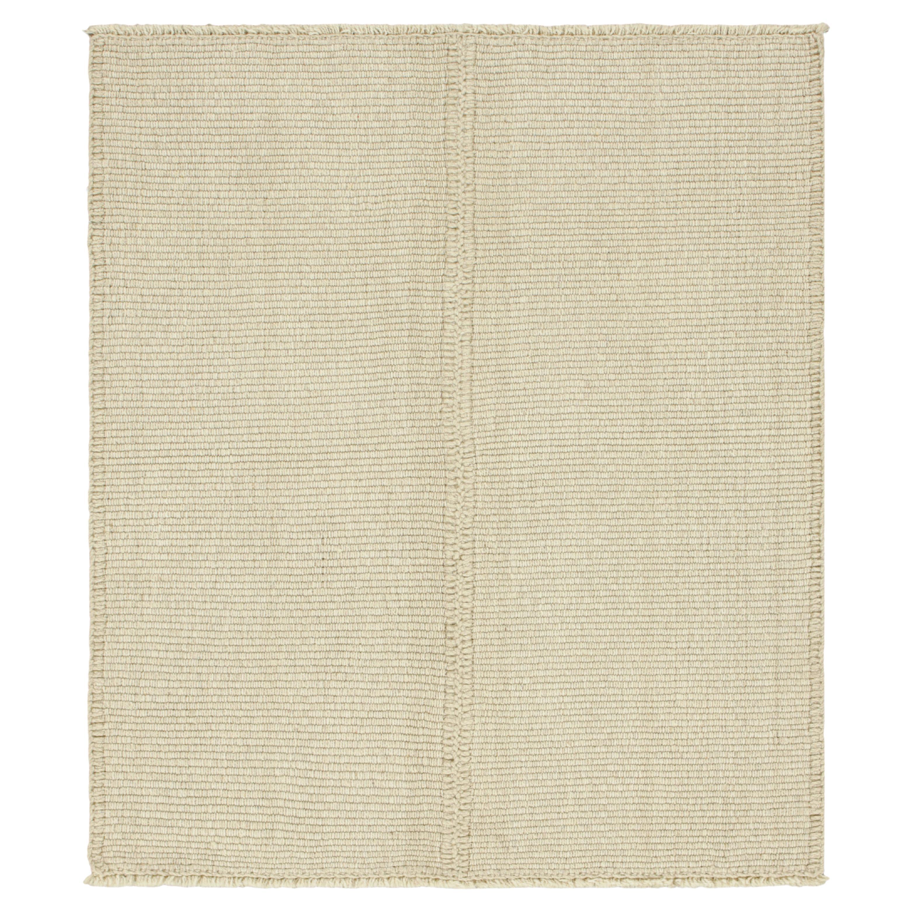 Rug & Kilim's Contemporary Kilim in Cream White Textural Stripes (Kilim contemporain à rayures texturées crème et blanc)