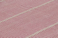 Rug & Kilim’s Contemporary Kilim in Fuschia Pink and White Textural Stripes