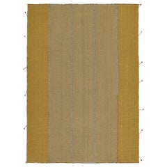 Rug & Kilim's Contemporary Kilim in Gold and Blue Stripes (Kilim contemporain à rayures dorées et bleues)
