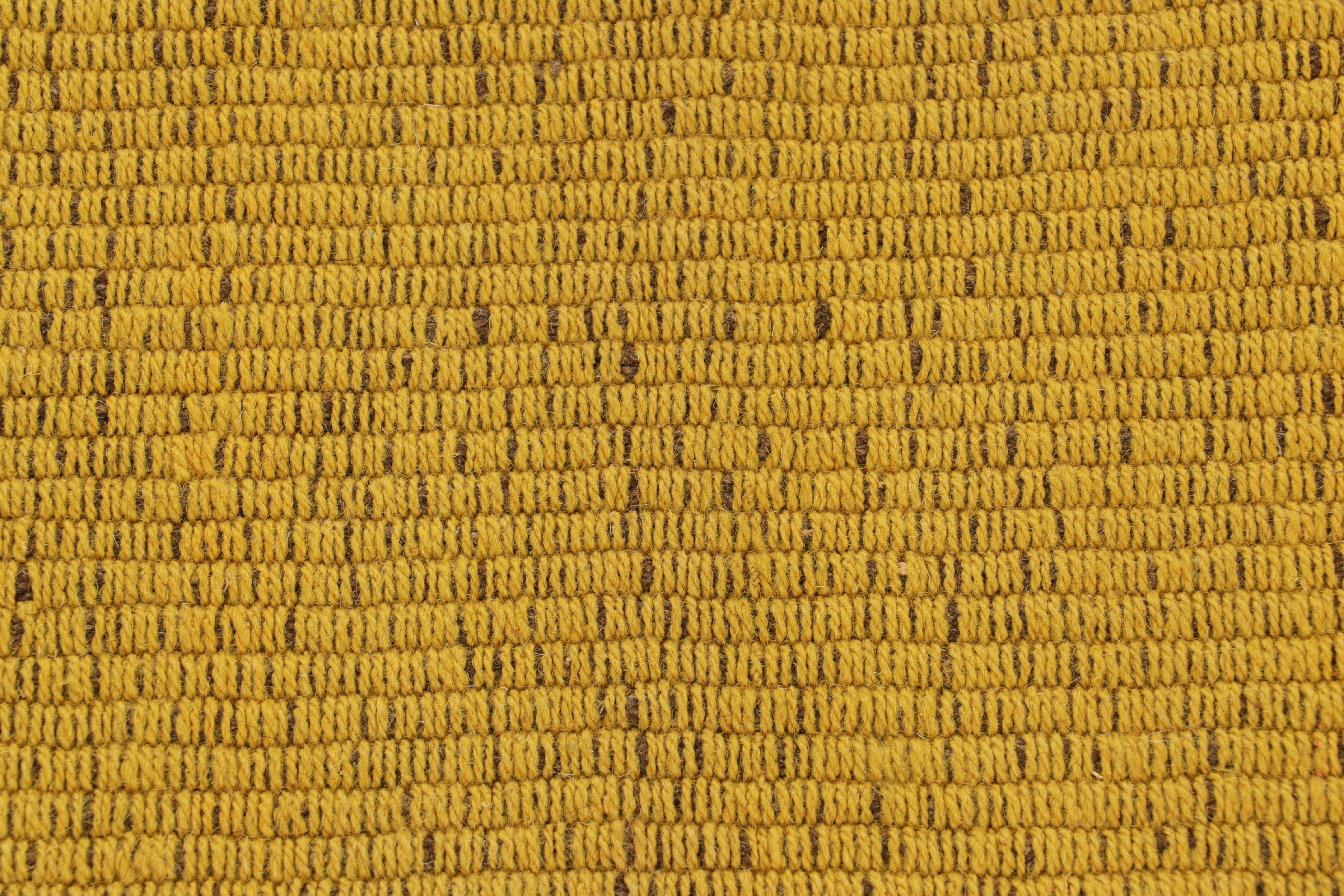Modern Rug & Kilim’s Contemporary Kilim in Gold and Blue Textural Stripes For Sale