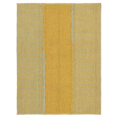Rug 
Kilim
s Contemporary Kilim in Gold and Blue Textural Stripes (Kilim contemporain à rayures texturées or et bleu)