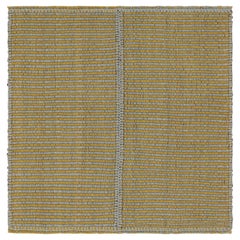 Rug & Kilim's Contemporary Kilim in Gold and Sky Blue Stripes with Brown Accents (Kilim contemporain à rayures or et bleu ciel avec des accents bruns)