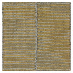 Rug & Kilim's Contemporary Kilim in Gold and Sky Blue Stripes with Brown Accents (Kilim contemporain à rayures or et bleu ciel avec des accents bruns)