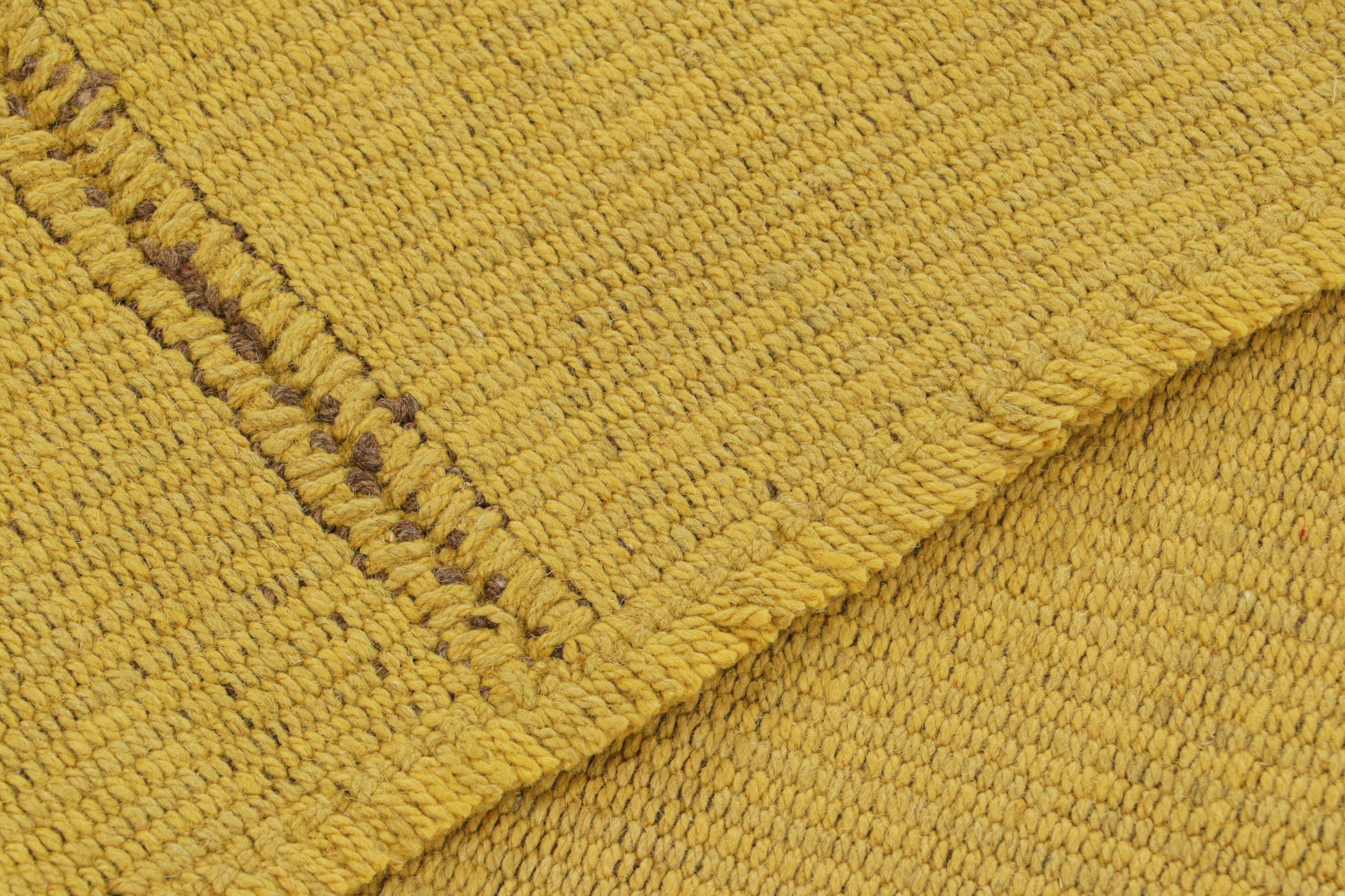Wool Rug & Kilim’s Contemporary Kilim in Gold Textural Stripes For Sale