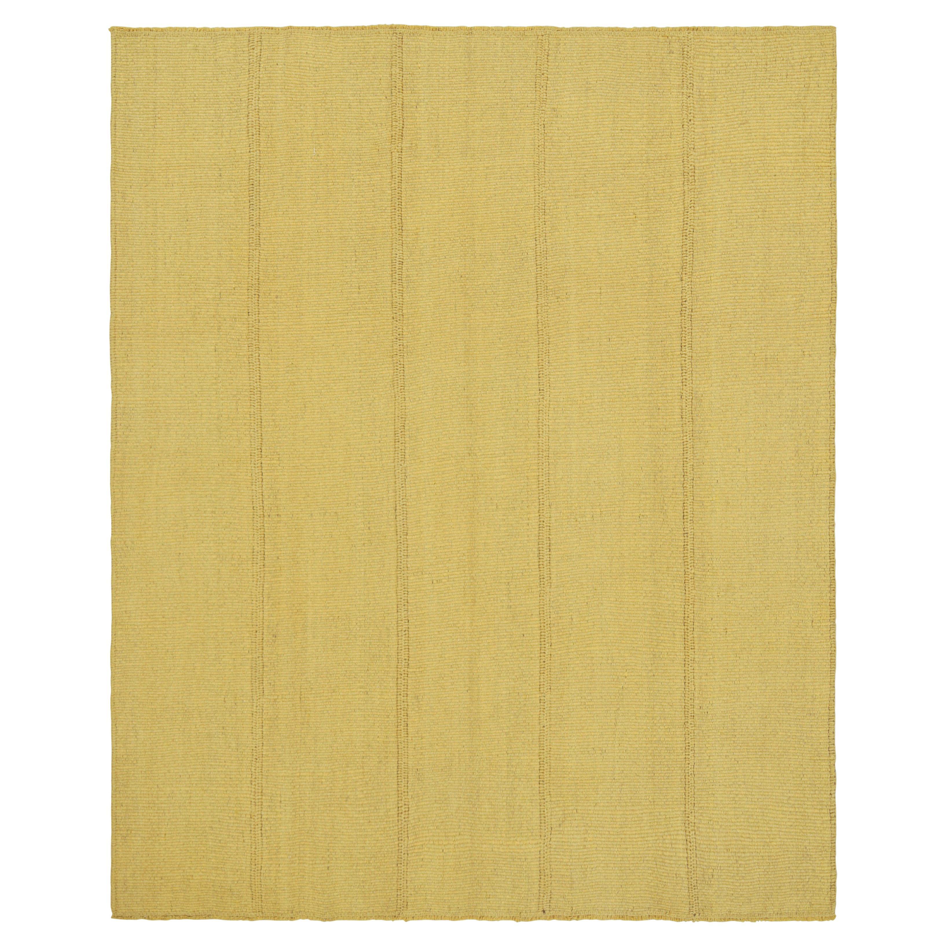 Rug & Kilim’s Contemporary Kilim in Gold Textural Stripes For Sale