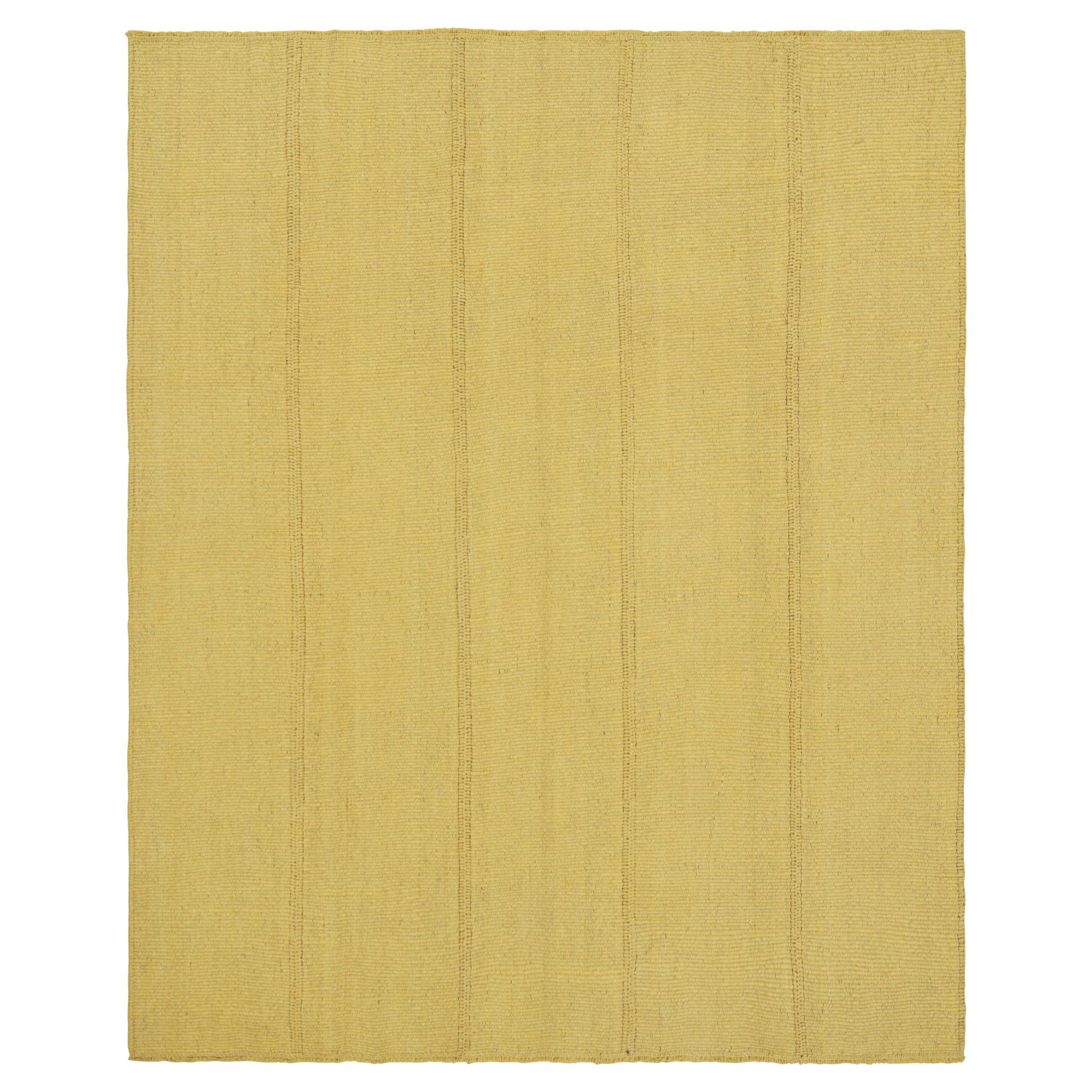 Rug & Kilim’s Contemporary Kilim in Gold Textural Stripes